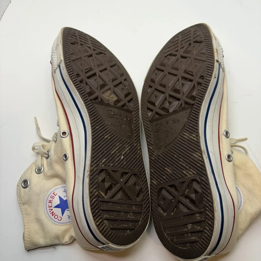 Vintage Converse Mens 10 Wo 12 White Faded Y2K Lace Grunge High Top Chuck Taylor - Picture 9 of 11